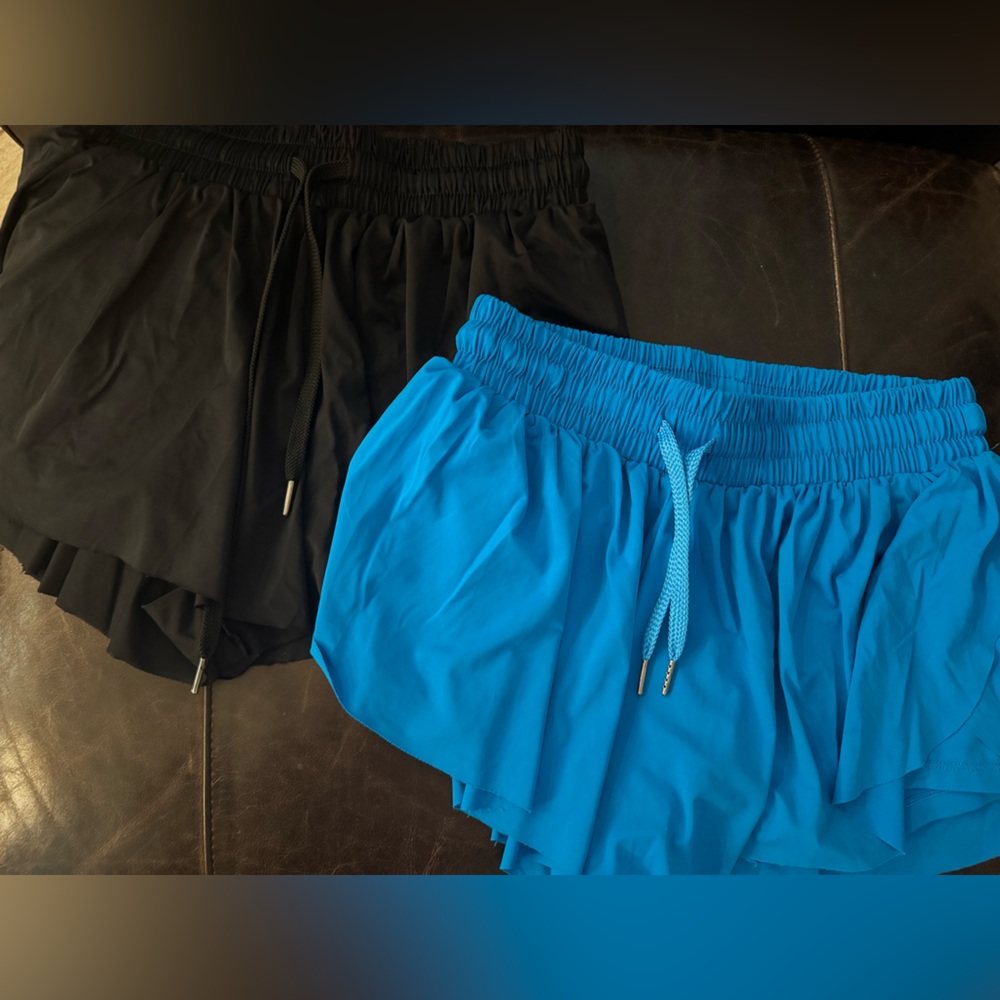 Blue and Black Flowy Shorts